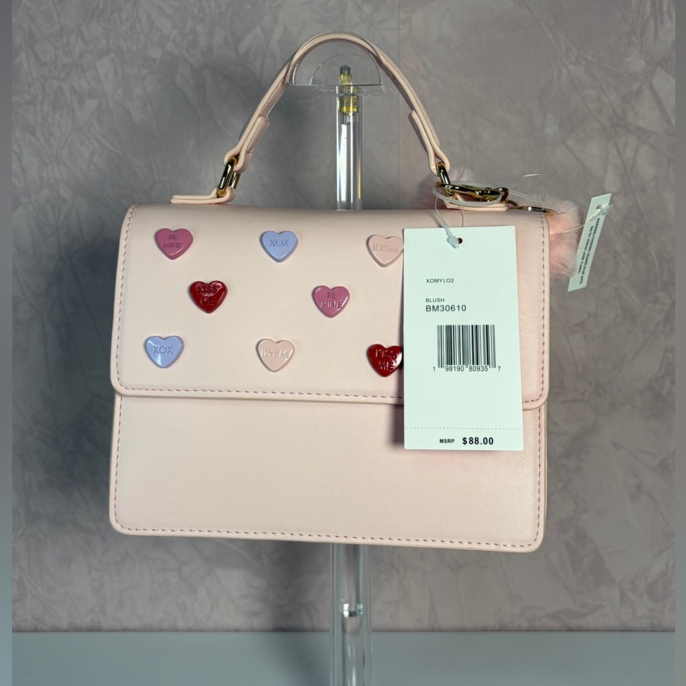 Betsey Johnson Pink Mini Bag with Heart Accents XOMylo2 Blush